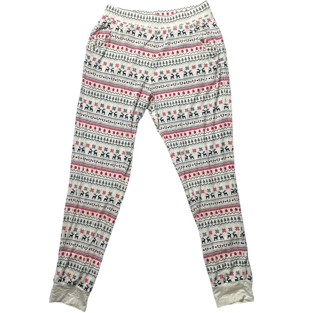 Mori Women's Christmas Holiday Fairisle Pajama Bottom Size Large Lounge Comfy